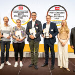 Download - „Deutschland Bester Online-Shop 2024“ - Preisverleihung in Berlin (v. l.: Catja Stammen (ntv), Torsten Knippertz (ntv) , Tanja Zimmermann (bofrost), Ambroise Forssman-Trevedy (WASGAU), Udo Bunger (Bünting Tee), Bianca Möller (DISQ), Holger Schwarz (ntv)) Foto: Thomas Ecke / DISQ / ntv