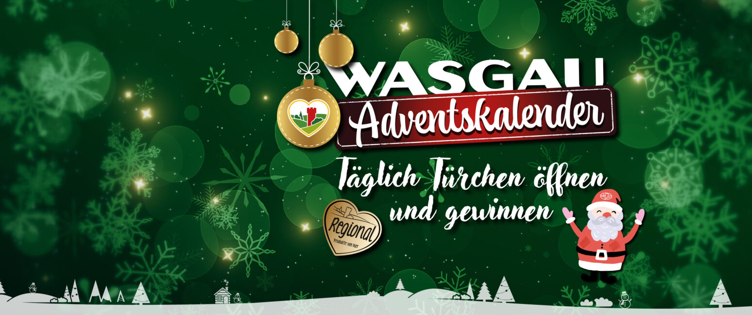 jeden Tag die Chance auf tolle Gewinne, jetzt täglich reinschauen und ein weiteres Türchen am WASGAU Adventskalender öffnen.