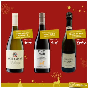 Besondere Weine zum Fest jetzt bei WASGAU entdecken: Chardonnay, Pinot Noir, Sekt Blanc et noir